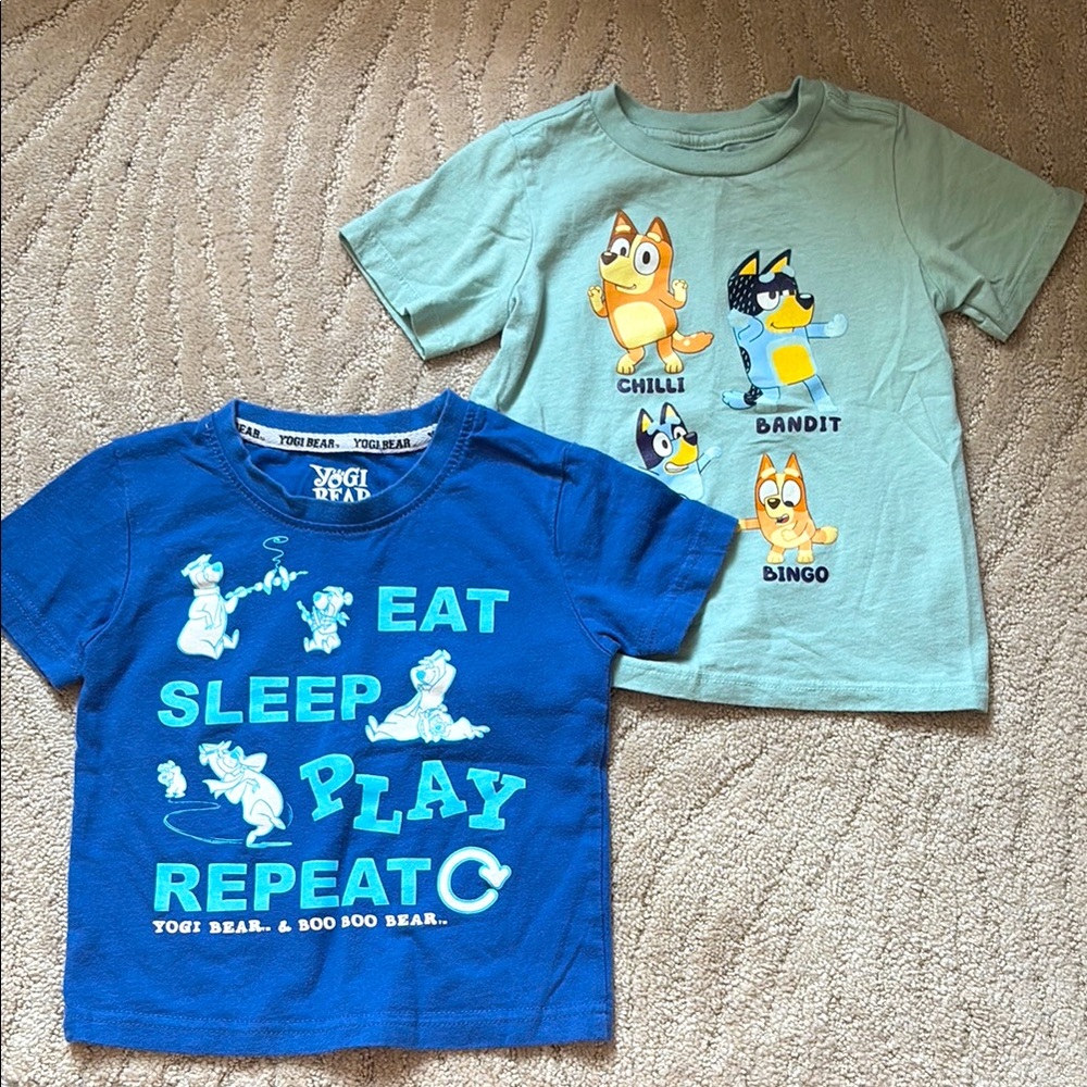 Bluey and Yogi Bear t shirt lot